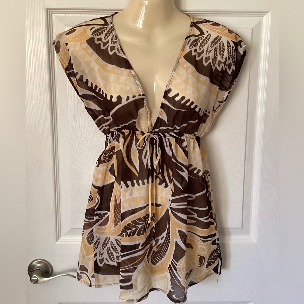 💛 Vintage Y2K IZ Byer California Blouse Sz S USA made tie front EUC